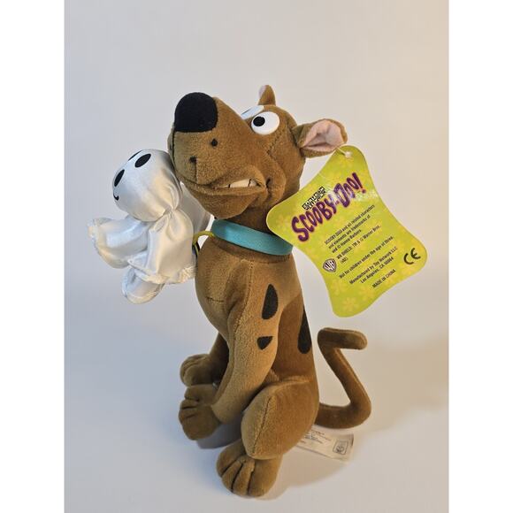 Scooby Doo Gnarling Teeth Holding Ghost Plush Sitting 2002 Toy Network 10" - Picture 2 of 6